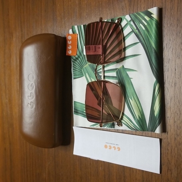 💕GARRETT LEIGHT💕 Crescent Sunglasses ~ Rose Gold Frame Pink Mirror Lenses NWT - Picture 7 of 12